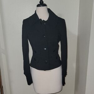 Etcetera Black Fitted Jacket Waist Length Heavy Weight SZ 0